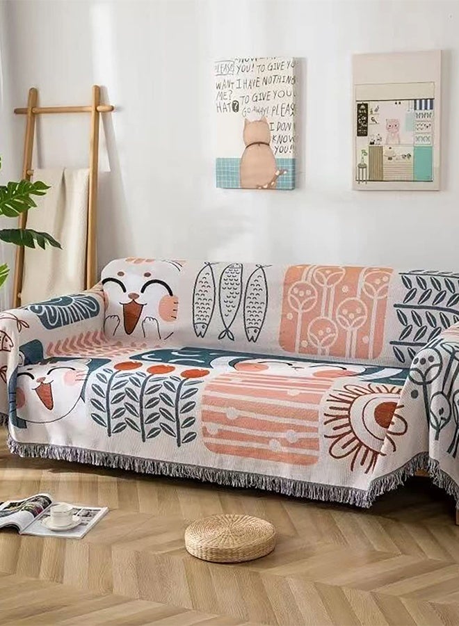 Auger Sofa Slipcover Towel Washable Jacquard Bohemian Couch Slipcovers Blanket 3 Seater Sofa Cover Double Side Couch Covers Fashion Nordic Style Knitted Tassel Decor Woven Sofa Blanket for Bed Washable Soft Throw Blanket Non-Slip Large Size 180 * 260CM - Image 2