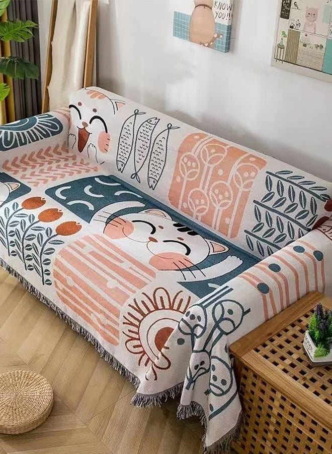 Auger Sofa Slipcover Towel Washable Jacquard Bohemian Couch Slipcovers Blanket 3 Seater Sofa Cover Double Side Couch Covers Fashion Nordic Style Knitted Tassel Decor Woven Sofa Blanket for Bed Washable Soft Throw Blanket Non-Slip Large Size 180 * 260CM - Image 5