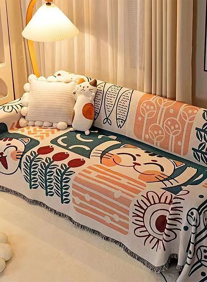 Auger Sofa Slipcover Towel Washable Jacquard Bohemian Couch Slipcovers Blanket 3 Seater Sofa Cover Double Side Couch Covers Fashion Nordic Style Knitted Tassel Decor Woven Sofa Blanket for Bed Washable Soft Throw Blanket Non-Slip Large Size 180 * 260CM - Image 3
