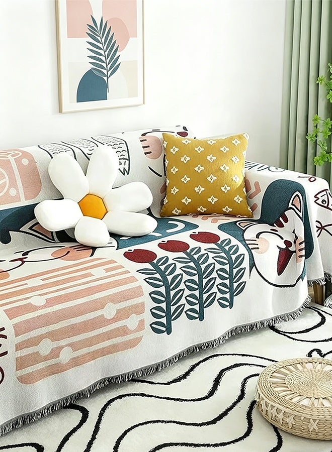 Auger Sofa Slipcover Towel Washable Jacquard Bohemian Couch Slipcovers Blanket 3 Seater Sofa Cover Double Side Couch Covers Fashion Nordic Style Knitted Tassel Decor Woven Sofa Blanket for Bed Washable Soft Throw Blanket Non-Slip Large Size 180 * 260CM - Image 4