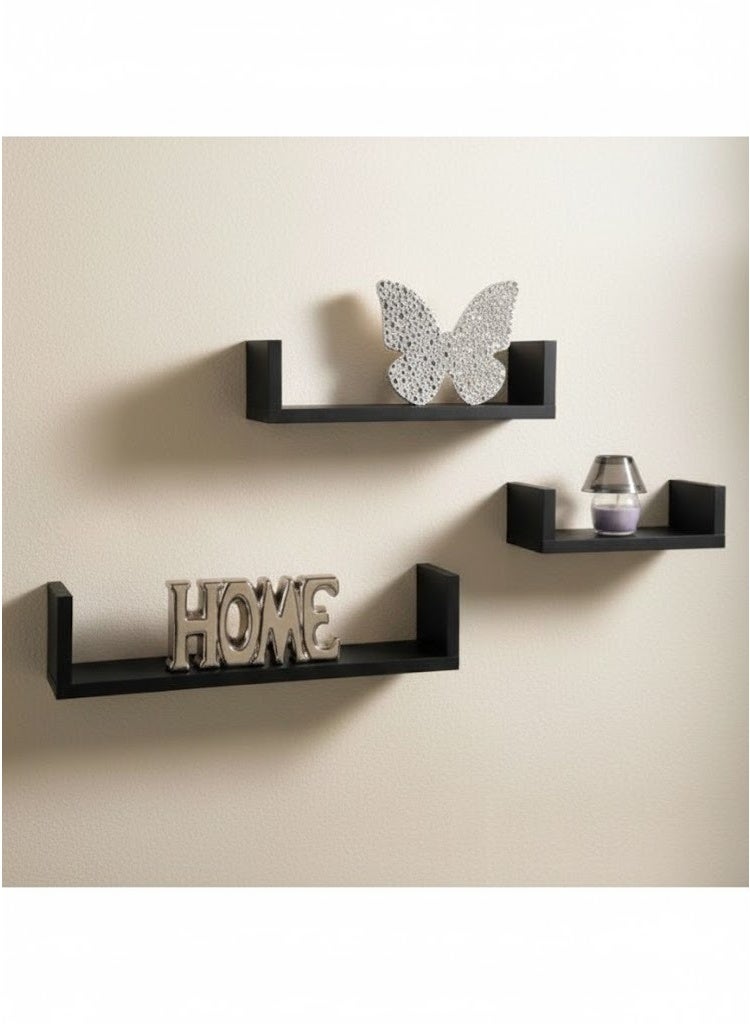Happy Home Set of 3 Modern Plastic Wall Shelves - Floating Decorative Shelves for Room Storage and Organization, Different Sizes (50x10cm, 37x10cm, 27x10cm) - Easy to Install and Suitable for Living Room, Kitchen, and Bathroom - Image 5