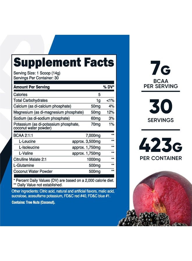Nutricost BCAA + Hydration Powder (BlackBerry Plum) 30 Servings - Branched Chain Amino Acids with Hydration Complex - Gluten-Free, Non-GMO - Image 2