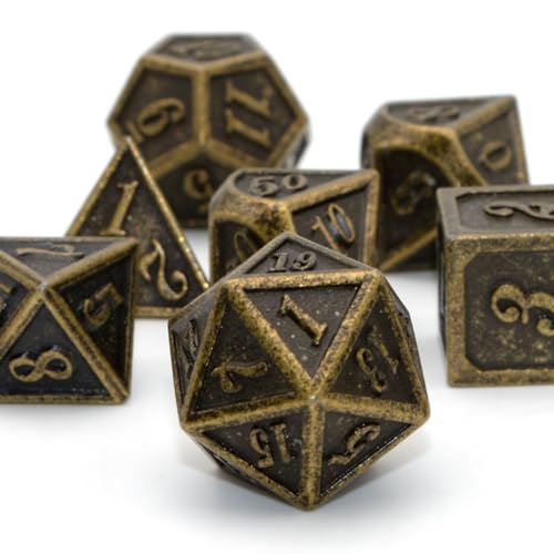 HNCCESG Metal Dice Set HNCCESG Polyhedral DD Dice for Dungeons and Dragons RPG DND Dice for Role Playing MTG Tabletop Gaming Shadowrun Pathfinder 7PCS D20 D12 D10 D8 D6 D4Antique Bronze - Image 5
