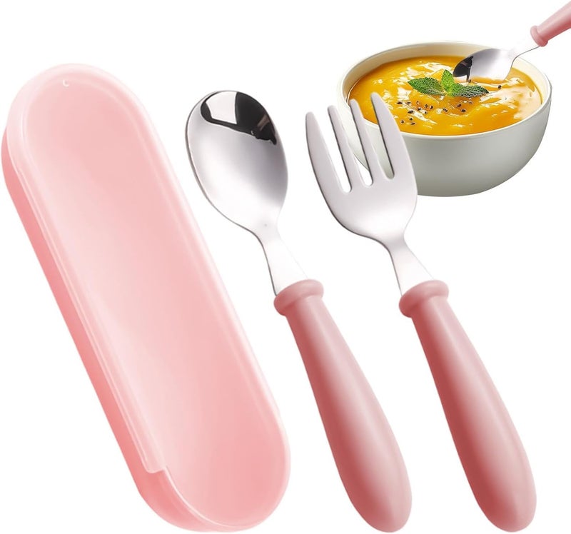 Kids Eating Utensils - Dishwasher Safe Cutlery with Case | Metal Kids Utensils - for Home School Lunch Travel Dining Outdoor Eating Feeding Daycare Kitchen Camping Picnic - Image 1