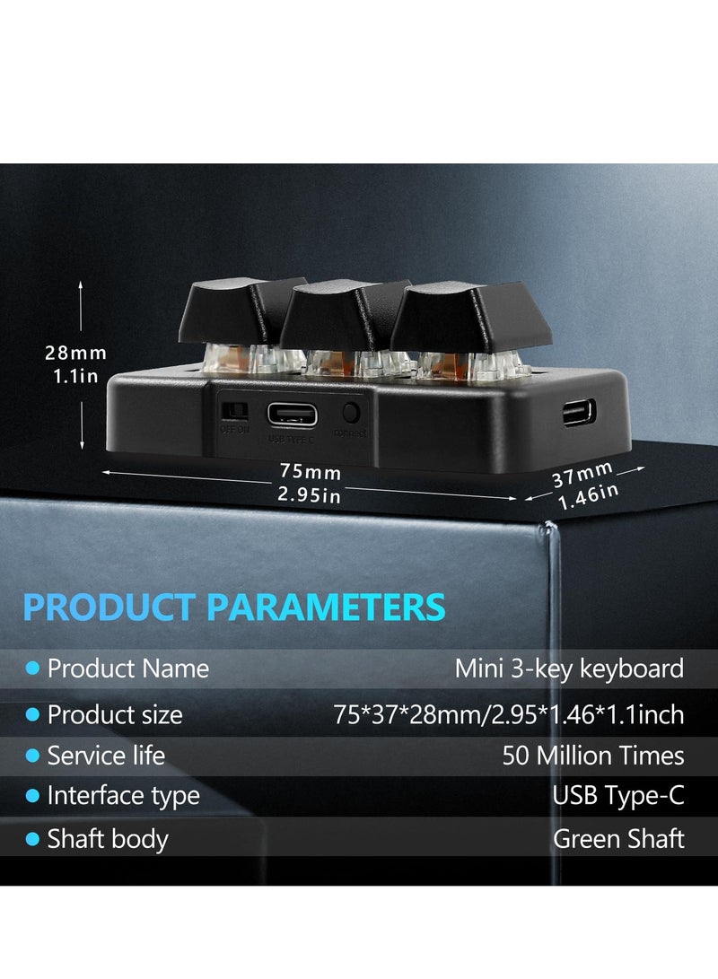 KASTWAVE Mechanical Gaming Keyboard 3 Key Mini Keypad Customize Programmable Macro Keyboard OSU Keypad One Key Control Combo with RGB Backlit for PC Video Game Office Work Sheet Music,HID - Image 2