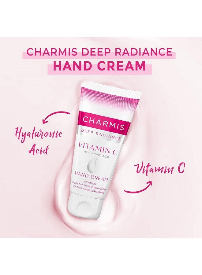 Deep Radiance Vitamin C Cream For Hands With Hyaluronic Acid, Protection From 99.9% Bacteria And Hydrated Hands, Non Sticky And Quick Absorbing, All Skin Types, 150G