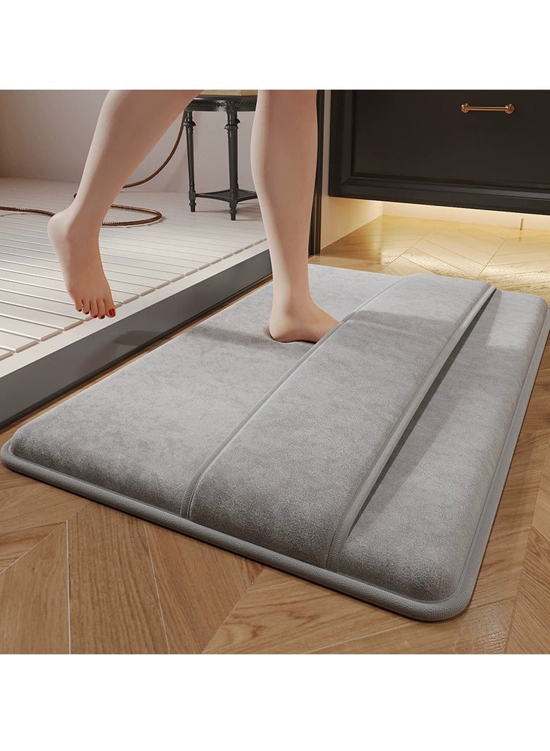 KYD Quick-Dry 2-in-1 Memory Foam Bath Mat - Non-Slip Absorbent Shower Rug for Bathroom Floor, Machine Washable, 80x50cm, Soft & Safe for Kids/Pets (Grey) - Image 1