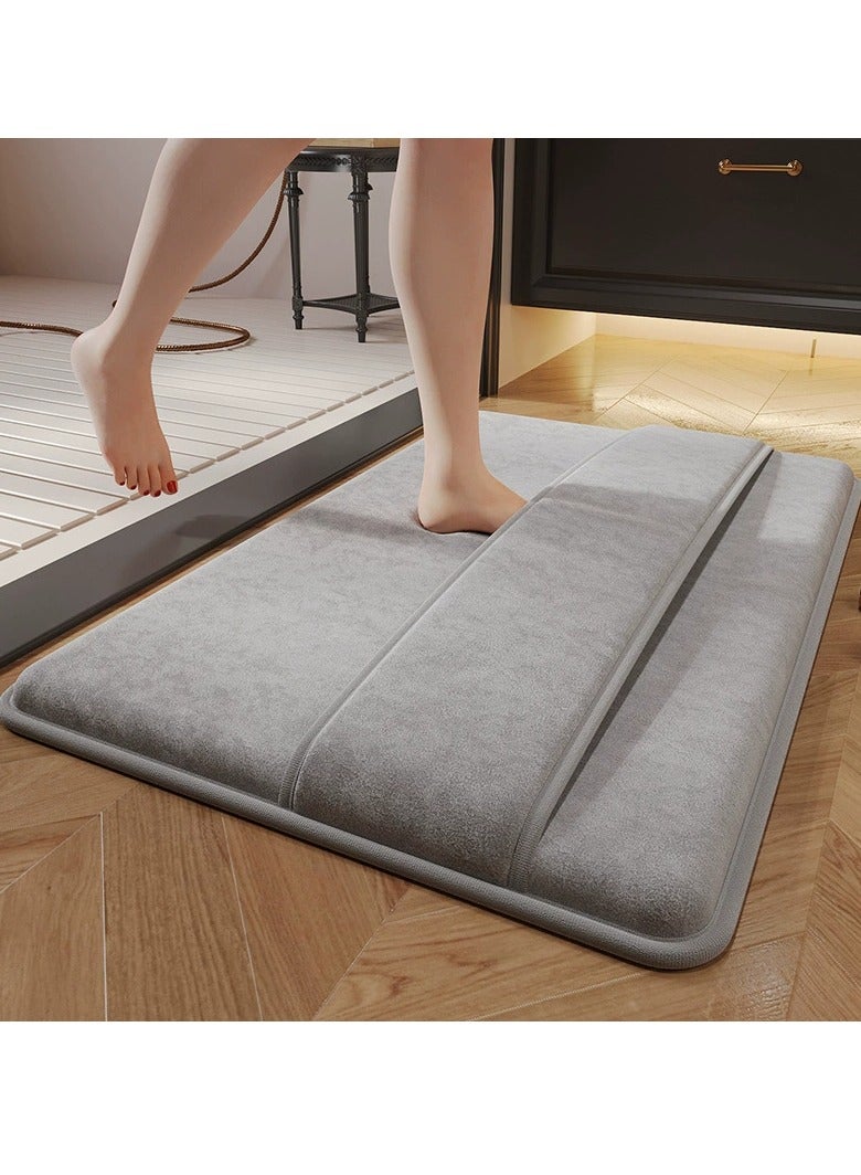 KYD Quick-Dry 2-in-1 Memory Foam Bath Mat - Non-Slip Absorbent Shower Rug for Bathroom Floor, Machine Washable, 80x50cm, Soft & Safe for Kids/Pets (Grey) - Image 2