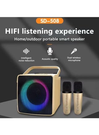 SD508 Karaoke Bluetooth Speaker with 2 Wireless Microphones – High-Powered Sound, LED Lights, Portable Party Speaker, Perfect for Home, Parties, and Outdoor Karaoke - pzsku/ZD989DA5280FE1ADD4BE0Z/45/_/1739985836/c84a55c6-8ccf-4e2f-aa63-f1a32a9cff68