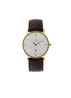 Workwear Men’s Contemporary Watch - Quartz, Water Resistant, Leather Strap - Brown Band and White Dial