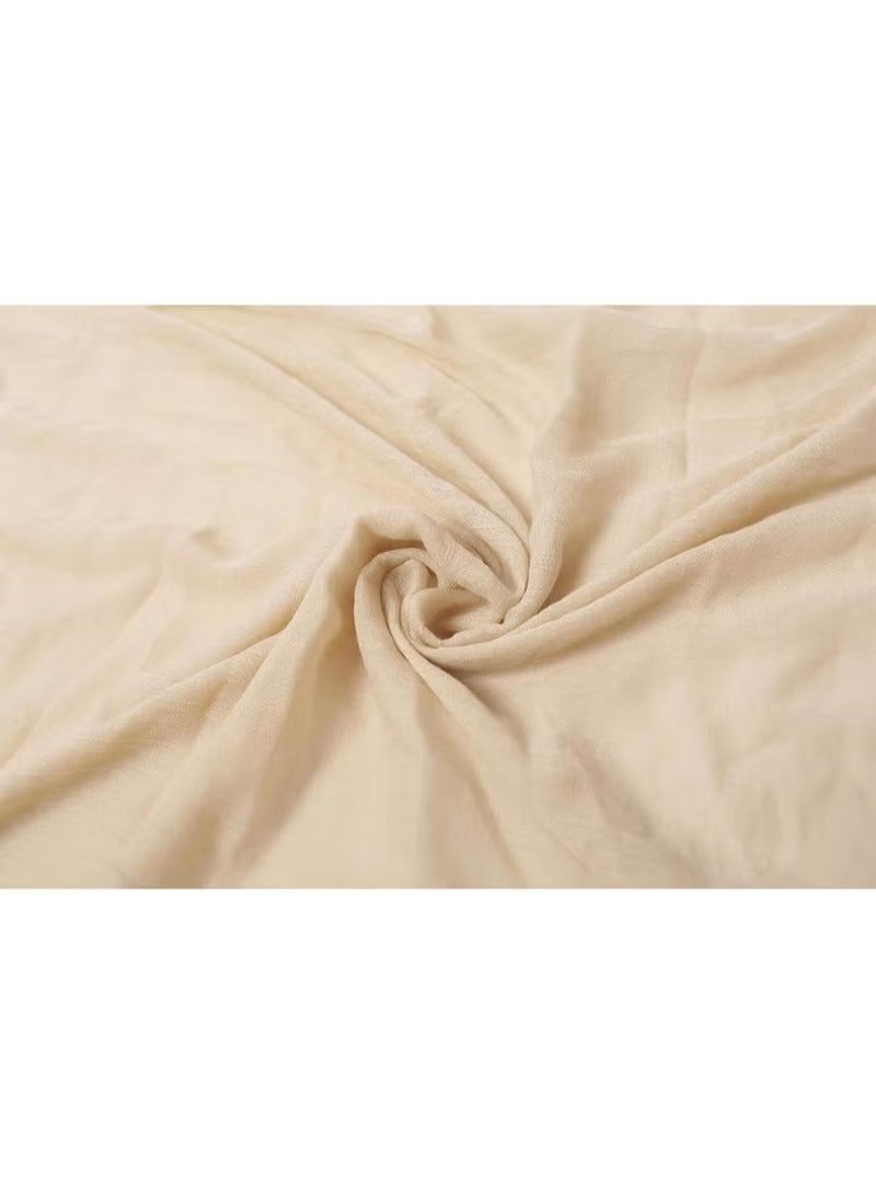 Lightweight Soft Cotton Scarf for Women, Fashion Solid Wrap Shawl, Versatile Accessory for All Seasons (Beige) - Image 5
