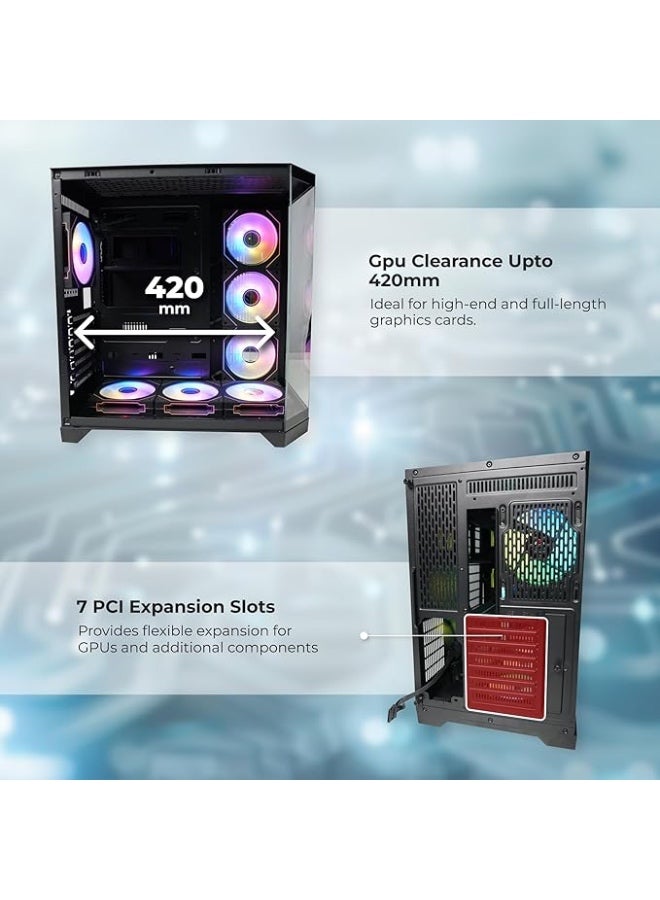 تورتوكس صندوق ألعاب TORTOX PRISM CORE B أسود بتصميم ATX Mid-Tower مع زجاج مقسى و 7 مراوح ARGB - Image 5