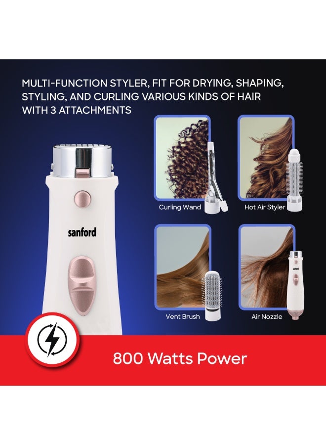 Sanford 4-in-1 Hair Styler, 3 Temperature Settings, 360° Rotational Power Cord, Overheat Safety Protection, Multi-Function Hair Dryer & Curler, For Smooth & Stylish Hair - Image 4
