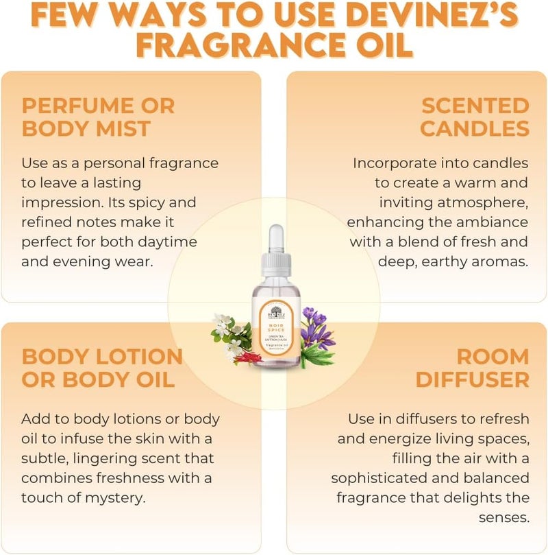 Devinez Noir Spice Fragrance Oil, (30 ml) - for Aromatherapy, Diffuser Oil, DIY Candle-Making, Fragrance for Him & Her (IFRA Certifed) - Image 4