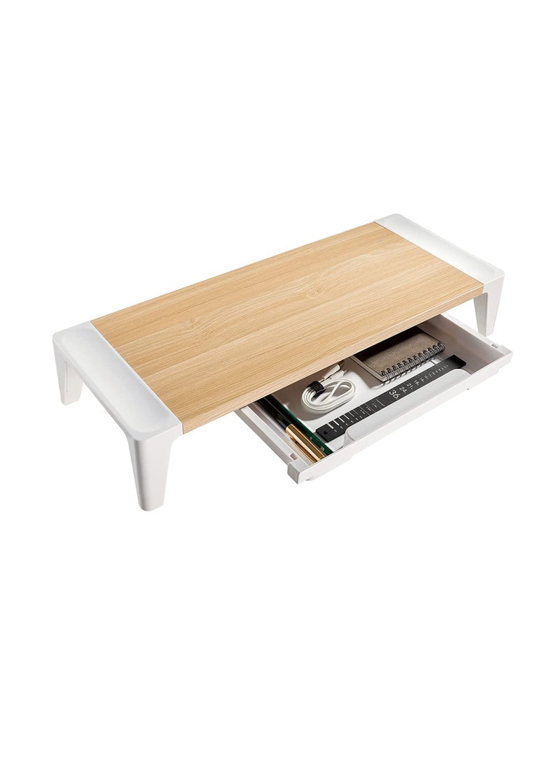 Navodesk Premium Wooden Monitor Riser With Drawer, Minimalistic Monitor Stand for iMac & PC - Image 1