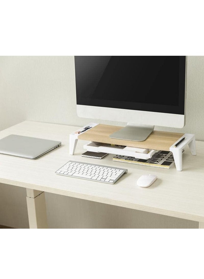 Navodesk Premium Wooden Monitor Riser With Drawer, Minimalistic Monitor Stand for iMac & PC - Image 3