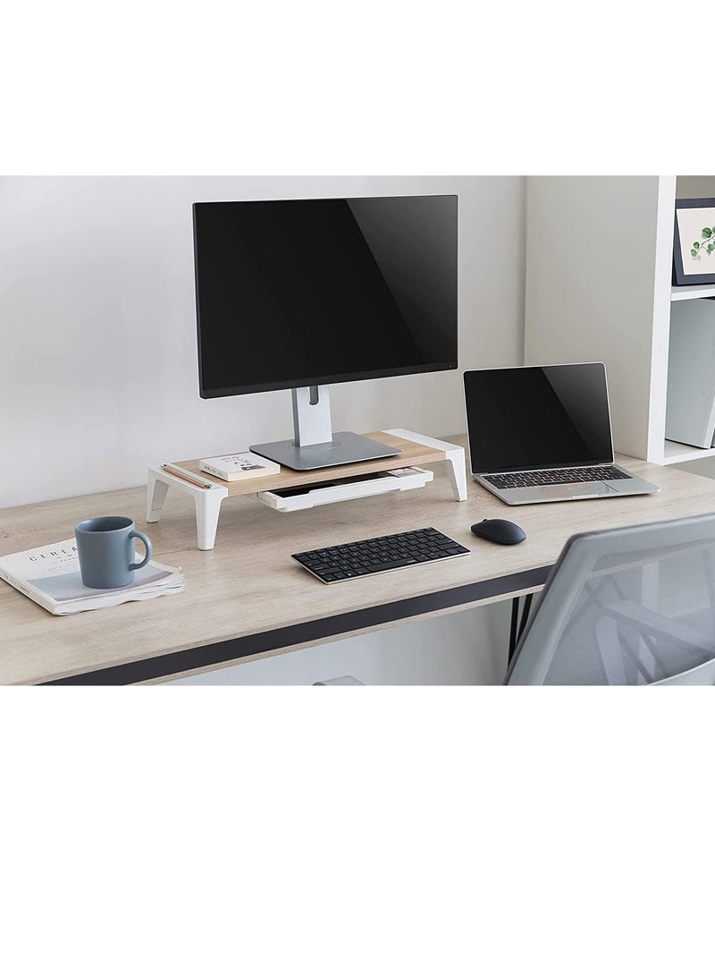 Navodesk Premium Wooden Monitor Riser With Drawer, Minimalistic Monitor Stand for iMac & PC - Image 2