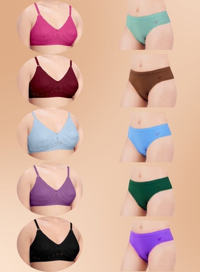 Brida Women's Cotton Minimizer Saree Bra (Italia) & High-Waisted Pure Cotton Panties Set (Marvel )-Colours & Print May Vary - Image 1