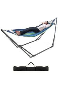 Occuwzz Hammock with Steel Stand Set 2 Person Double Cotton Hammocks Portable Desert Stripes Hanging Swing Bed with Carry Bag for Outdoor Patio Yard Backyard Camping Gift 200kg Capacity  - Image 4