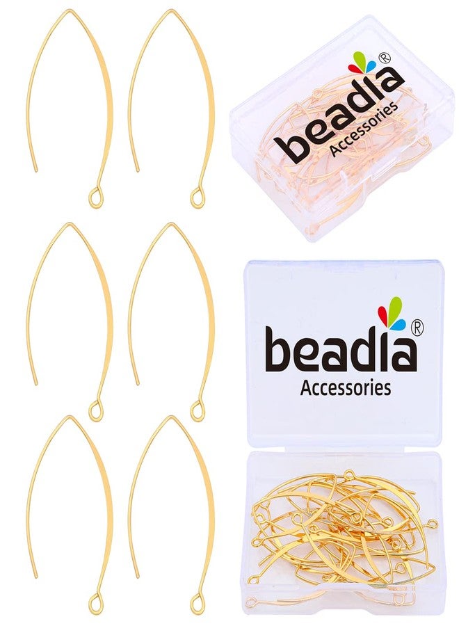 خرز خطافات أقراط مطلية بالذهب عيار 18 قيراط من BEADIA على شكل حرف U، مقاس 15 × 38 مم، 20 قطعة، لمستلزمات صناعة المجوهرات - Image 1