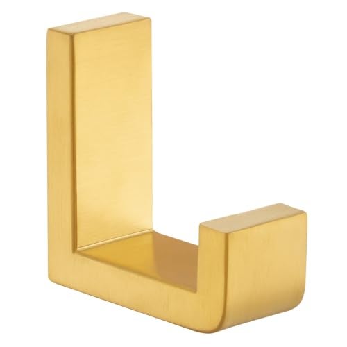 Angle Simple Towel Hook for Bathroom, SUS 304 Stainless Steel Shower Wall Coat Hook, Bath Robe Holder Hanger, Brushed Gold - Image 1