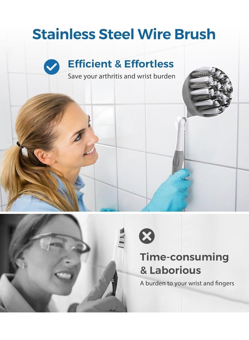 Electric Cleaning Brush Cordless Rechargeable 4 in 1 Grout Brush, with Multiple Replaceable Brush Heads for Bathroom Kitchen Tile Floor and Household Cleaning - Image 3