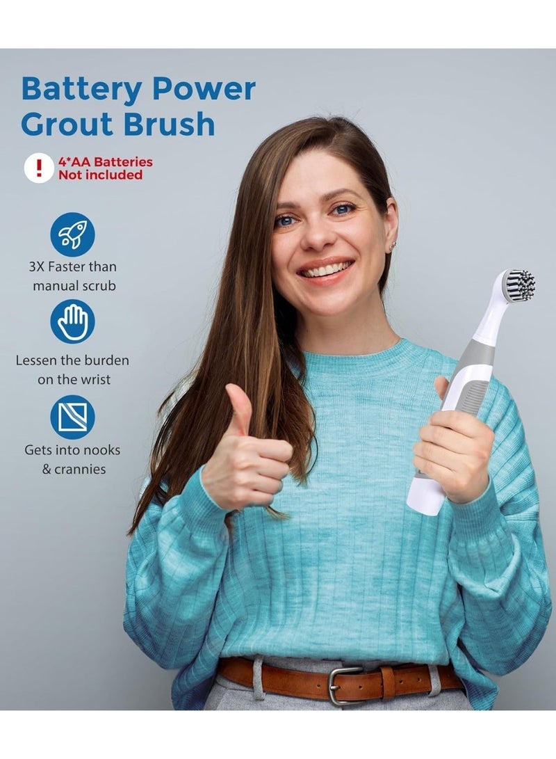 Electric Cleaning Brush Cordless Rechargeable 4 in 1 Grout Brush, with Multiple Replaceable Brush Heads for Bathroom Kitchen Tile Floor and Household Cleaning - Image 2