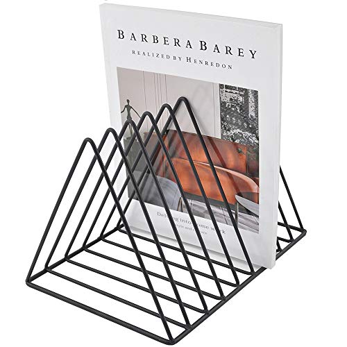 EASEPRES 9 Slot Magazine Rack Book Record Holder, Desktop Iron Storage Rack Bookshelf Multifunction Triangle File Organizer Sorter for Decor Home Office, Black Pack of 2 - Image 5