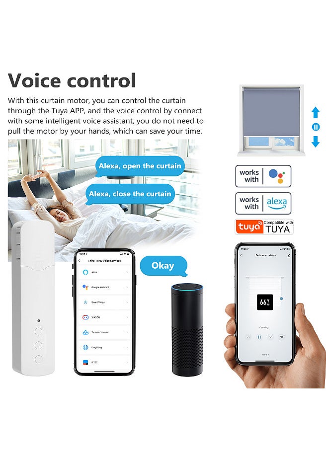 Generic - TM616EGB Tuya WiFi Rechargeable Intelligent Pull Bead Curtain Motor Intelligent Home with WiFi Converter Mobilephone APP Control Voice Control Quiet Compatible with Alexa Google Home - Image 1