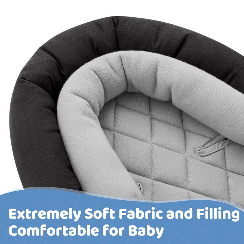 برو غوليم Car Seat Head Support Infant, Soft Infant Car Seat Insert, 2 in 1 Carseat Head Support for Newborn, Perfect for Car Seat, Stroller, Swing, Bouncer, Gray and Black - Image 4
