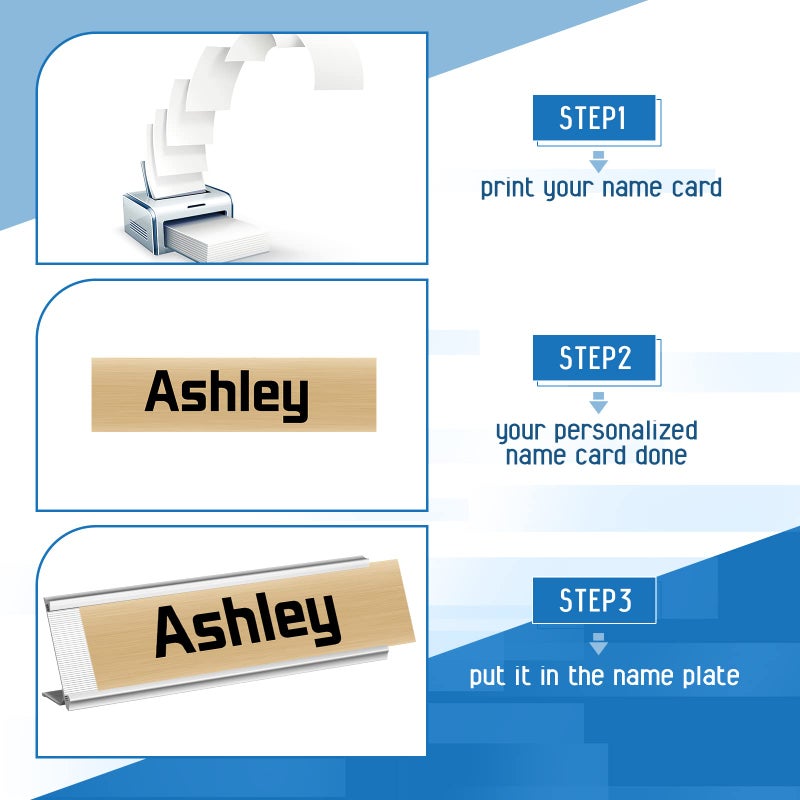 LEIFIDE 12 Pack Aluminum Name Plate Holder for Desk 2 x 8 Inch Name Plates Office Business Desk Holder Desktop Table Display for Business Office Meeting Teacher Woman Man, Blank(Silver) - Image 4