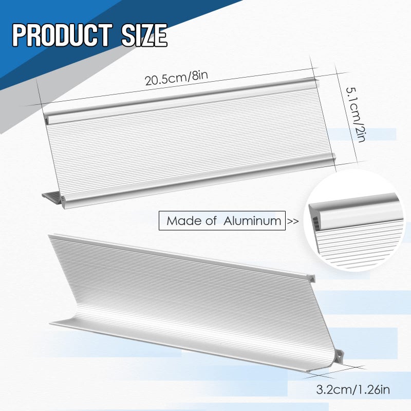 LEIFIDE 12 Pack Aluminum Name Plate Holder for Desk 2 x 8 Inch Name Plates Office Business Desk Holder Desktop Table Display for Business Office Meeting Teacher Woman Man, Blank(Silver) - Image 2