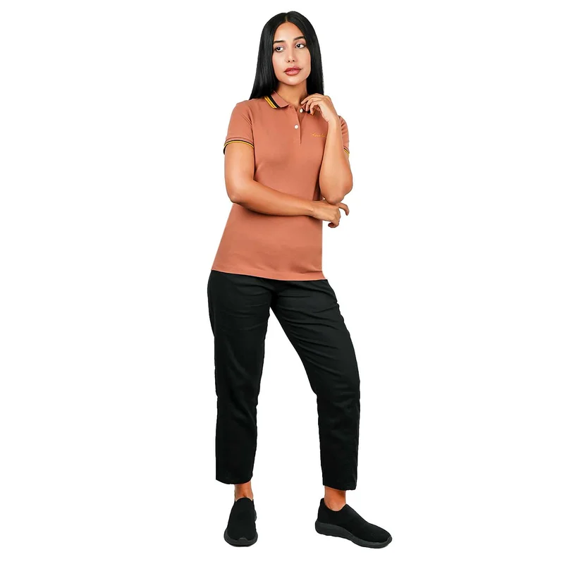 GIORDANO Women's Classic Cotton Pique Polo - Slim Fit, Embroidered Detail