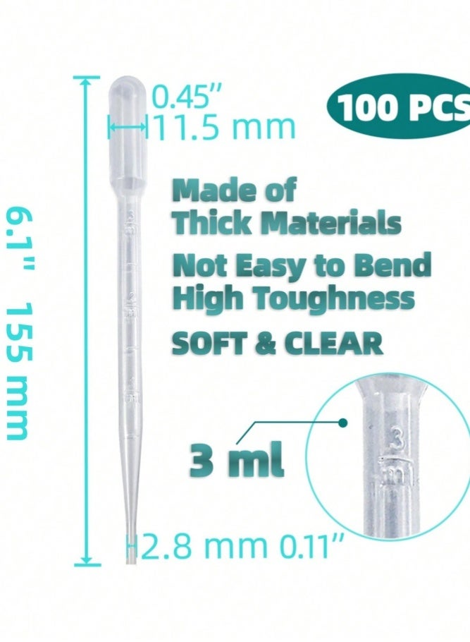 MAIDI 100 PCS 3ML Dropper Pipettes Essential Oil Transfer, Disposable Plastic Eye Dropper For Science Experiments, Crafting, Makeup Tool - Image 5