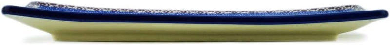 Polmedia Polish Pottery Authentic Polish Pottery Sushi Tray in Blooming Blues Design Handmade in Bolesawiec Poland by Ceramika Artystyczna  Certificate of Authenticity  - Image 3