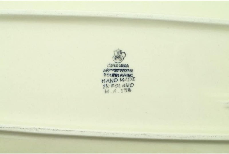 Polmedia Polish Pottery Authentic Polish Pottery Sushi Tray in Blooming Blues Design Handmade in Bolesawiec Poland by Ceramika Artystyczna  Certificate of Authenticity  - Image 4