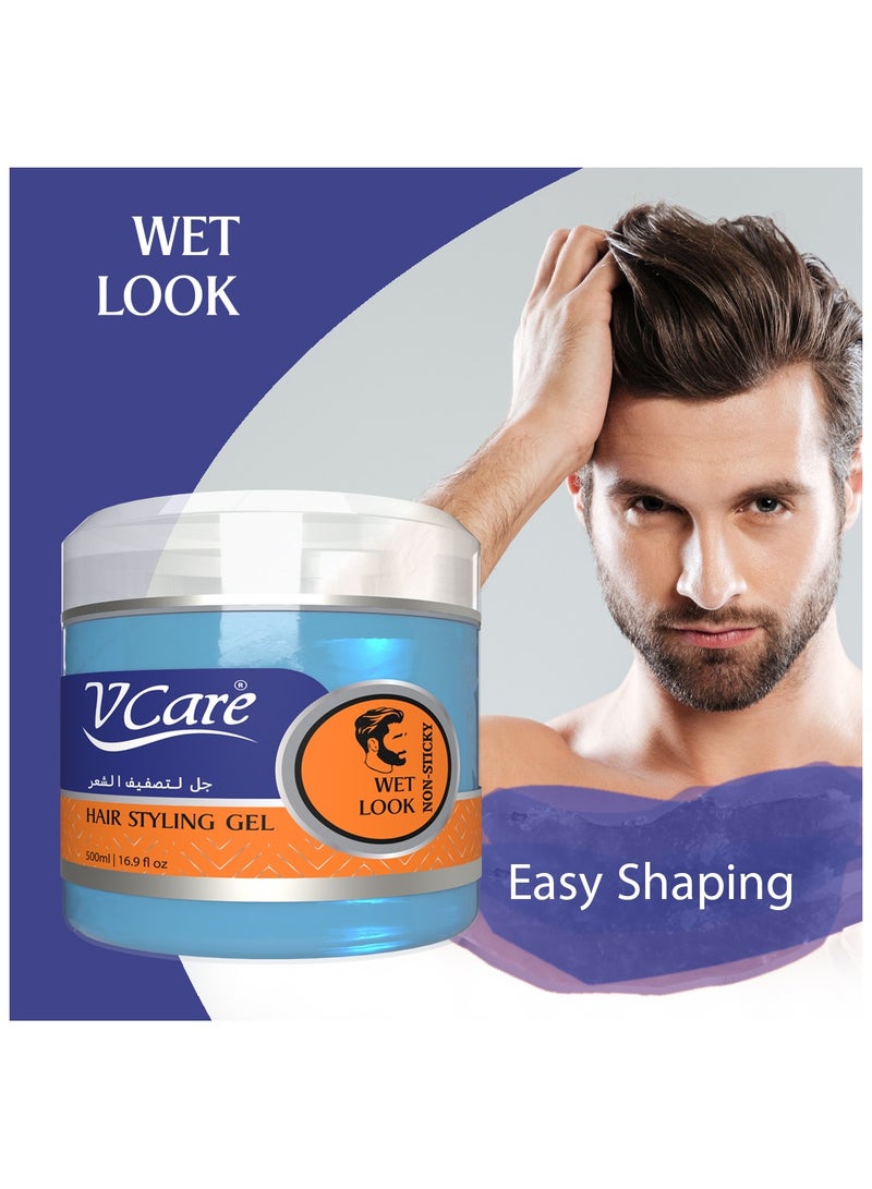 VCare V Care 500ml Hydrating Hair Gel, With Glycerin & Castor Oil,Wet Look Styling,Refreshing Scent,Non Sticky  - Image 3