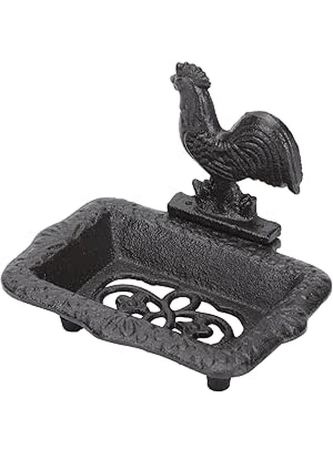 Vintage Rooster Iron Soap Dish For Bathroom Shower Storage Home Decor - Image 1