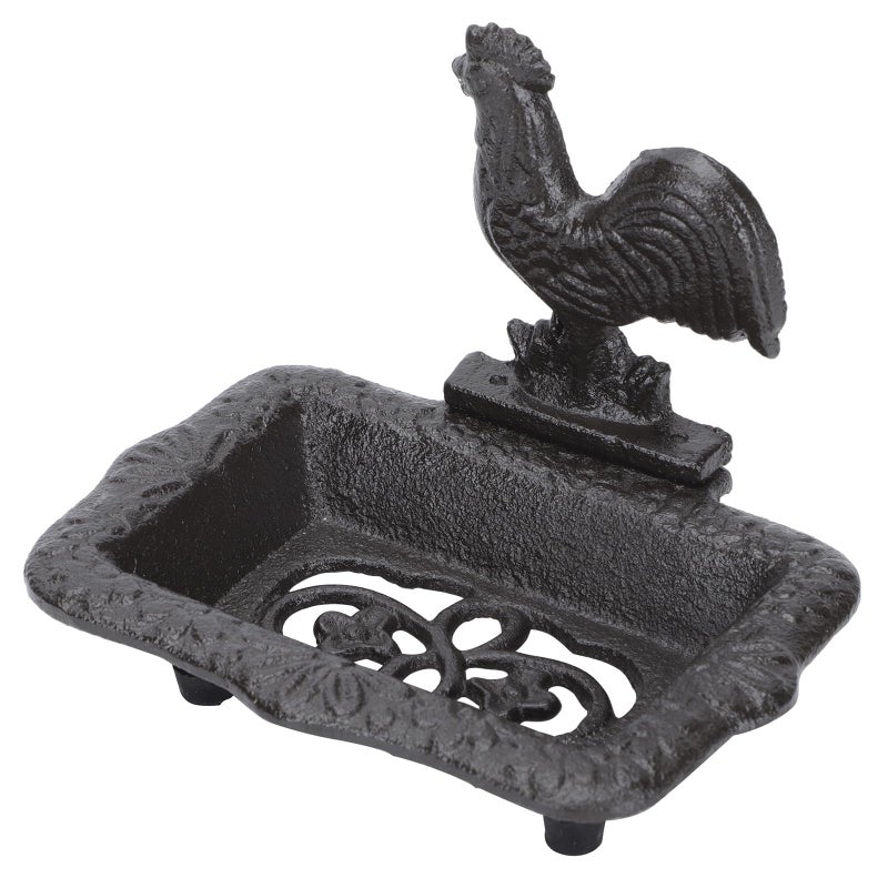 Vintage Rooster Iron Soap Dish For Bathroom Shower Storage Home Decor - Image 2