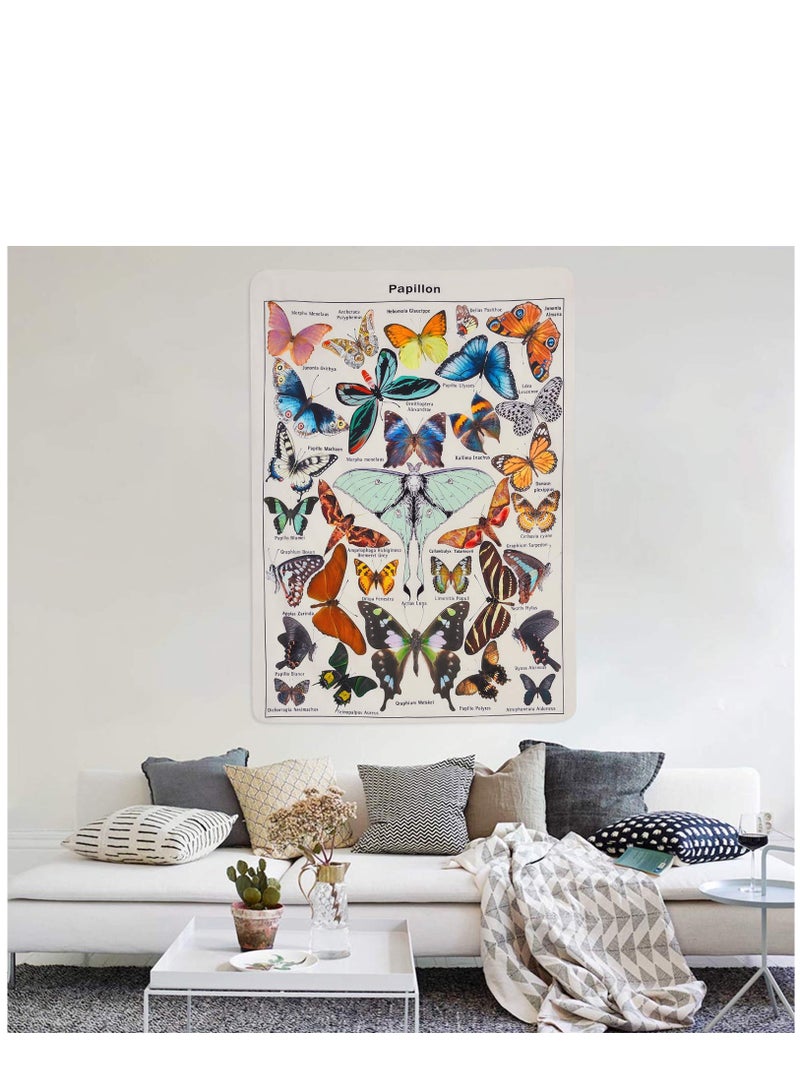 SYOSI Butterfly Tapestry Vintage Beige Tapestries Aesthetic Tapestry Chart Tapestry Wall Hanging for Room - Image 1