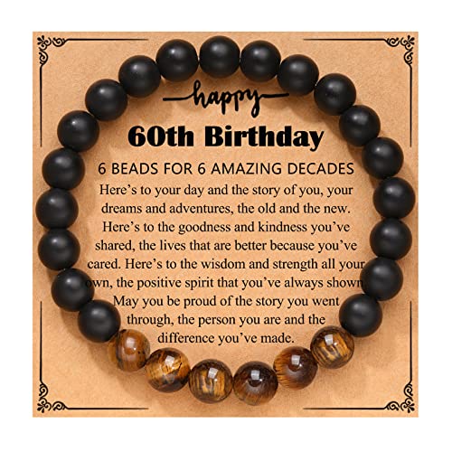UPROMI 60th Birthday Gifts Decorations for Men, 1965 Happy 60th Birthday Card Bracelet for 60 Year Old Man Him Male - Image 1