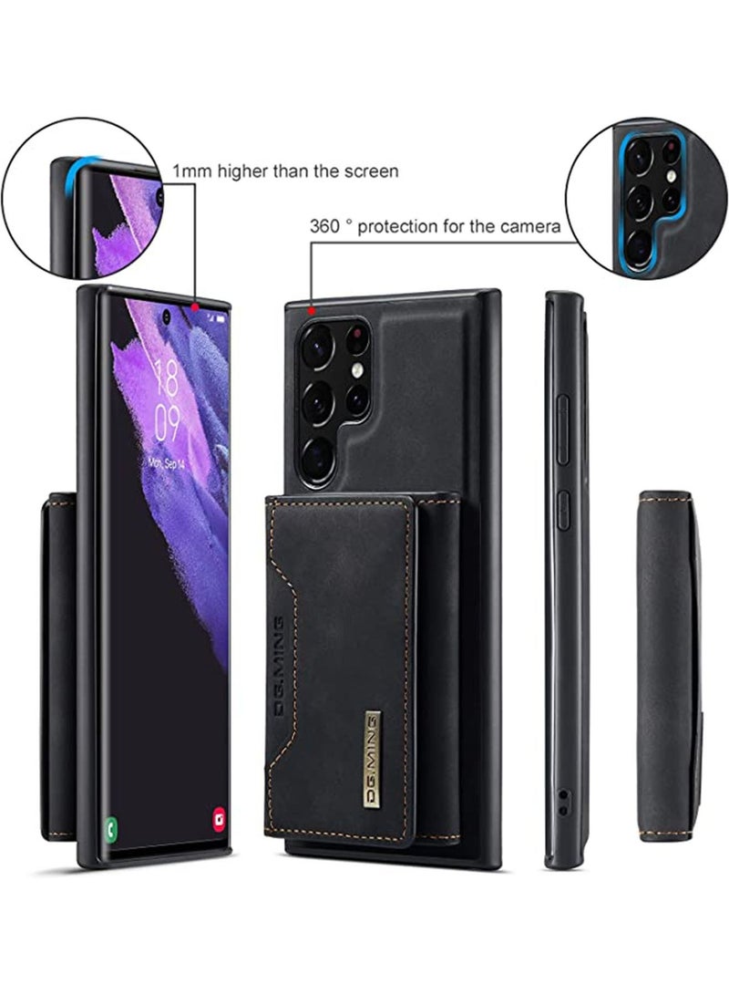 DGMING Protector for Samsung Galaxy S23 Ultra Wallet Case 2 in1 Detachable Leather Wallet Back Cover for Samsung Galaxy S23 Ultra Magnetic Wallet Protective Guard Shell with Stand + Card Holder Black - Image 5