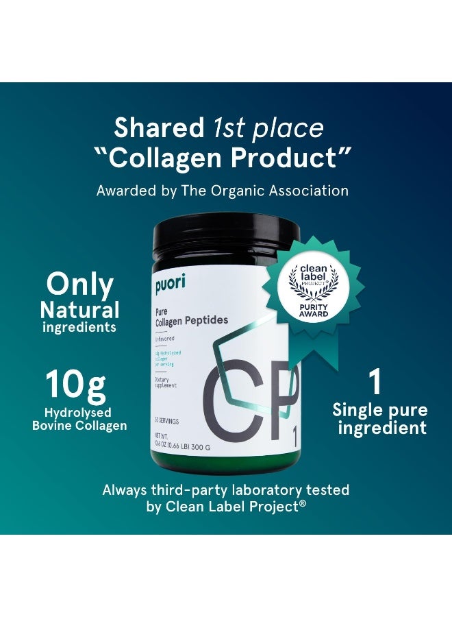 Puori - Cp1 Pure Collagen Peptides Powder - Hair, Skin, Nails - Joint, Bones Support - Hydrolyzed Protein, Unflavored, 30 Servings - Image 2