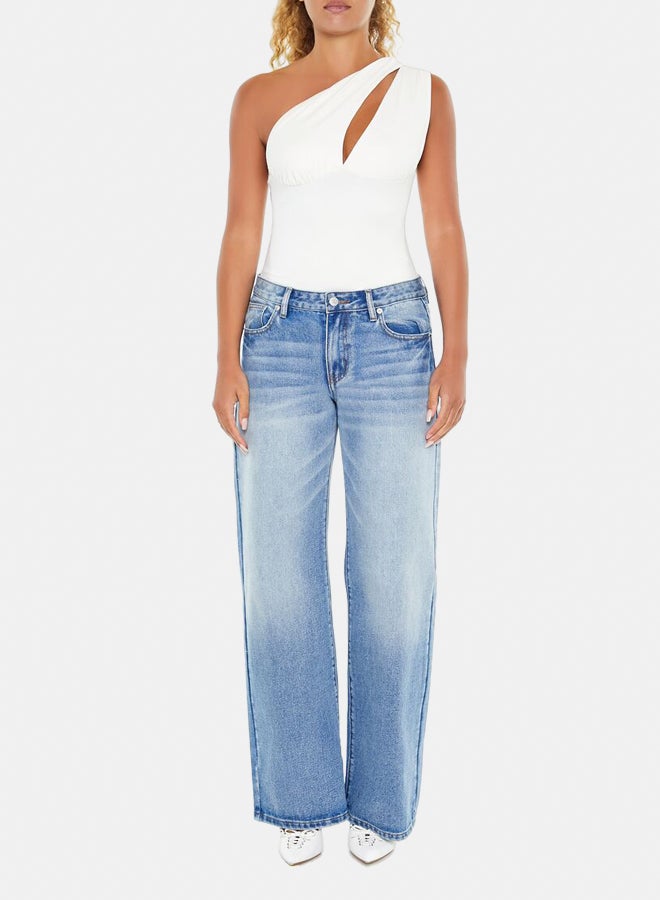FOREVER 21 Cutout One-Shoulder Bodysuit - Image 1
