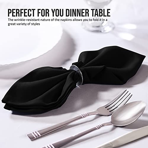 Utopia Home Black Cloth Napkins (12 Pack, 20x20 Inches), Ideal Dinner Napkins for Party, Wedding and Lunch/Dinner - Image 4