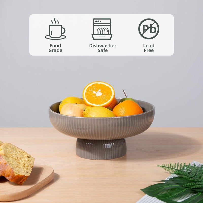 Magclay Ceramic Fruit Bowl with Draining Holes 10 Large Fruit Basket with Multifunctional Removable Pedestal Decorative Fruit Bowl for Table Countertop Fruit and Vegetable Holder Grey - Image 5