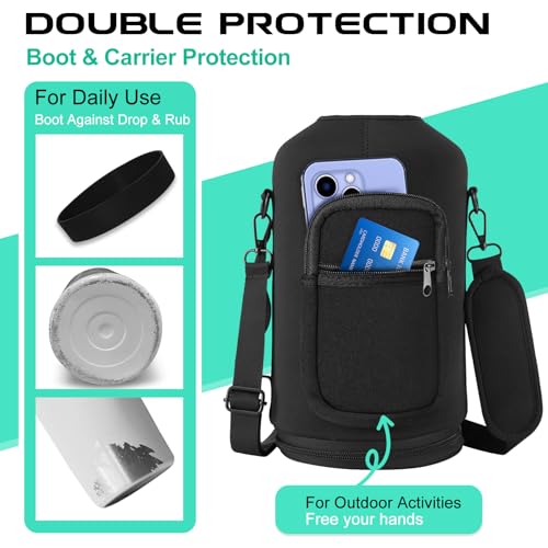 DIGJUPER 1 Gallon Water Bottle Stainless Steel - 128oz Insulated Flask Water Bottle with Sleeve Strap, Big Water Jug with Straw & Spout Lid, Gym Camping Gallon Water Bottle w/Paracord Handle, protective Boot - Image 5
