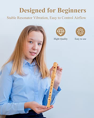 Eastar Soprano Beginners Recorder Baroque fingering C Key Maple Descant Recorder Instrument for Kids Adults, 3 Piece Recorder With Hard Case, Fingering Chart, Cleaning Kit, ERS-31BM - Image 2