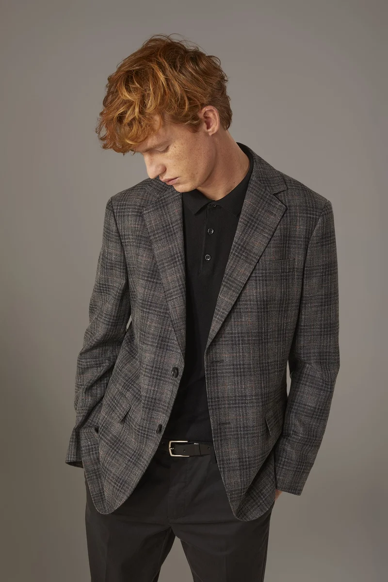 Single breasted jacket with flap pocket - Grey