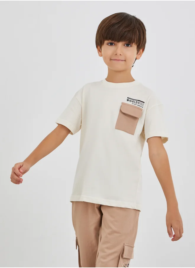 Styli Styli Contrast Chest Pocket Oversized T-Shirt and Joggers Set